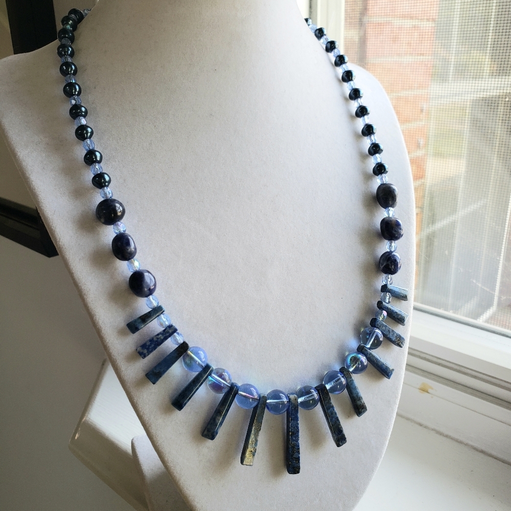 New Lapis Lazuli Necklace! Handmade Of Lapis Lazuli sticks and nuggets. GORGEOUS - Picture 2 of 5